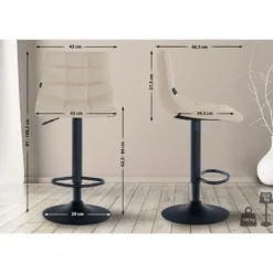 CLP Set van 2 Barkruk Jerry zwart Frame - Stof - creme