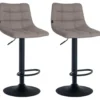 CLP Set van 2 Barkruk Jerry zwart Frame - Stof - grijs