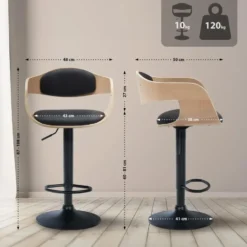 CLP Set van 2 Barkruk Kingston mat zwart Frame - Kunstleer - natura/zwart