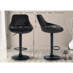 CLP Set van 2 Barkruk Lazio zwart Frame - Fluweel - zwart