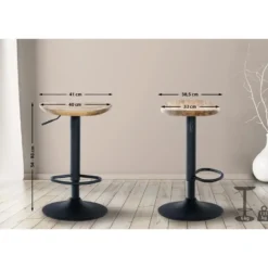 CLP Set van 2 Barkruk Skelde zwart Frame - Hout - natura