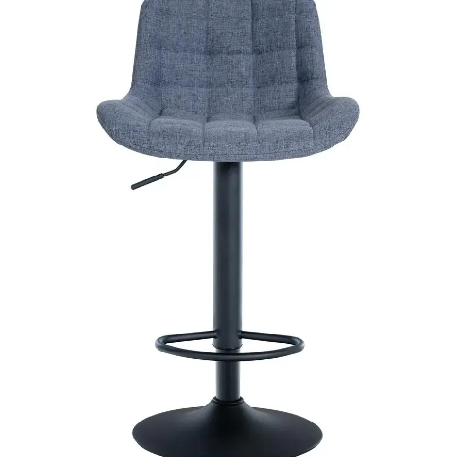 CLP Set van 2 Barkruk Tover zwart Frame - Stof - blauw