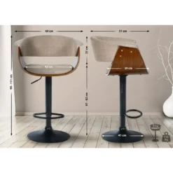 CLP Set van 2 Barkruk Vestal zwart Frame - Stof - walnoot/creme