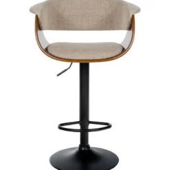 CLP Set van 2 Barkruk Vestal zwart Frame - Stof - walnoot/creme