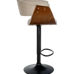 CLP Set van 2 Barkruk Vestal zwart Frame - Stof - walnoot/creme