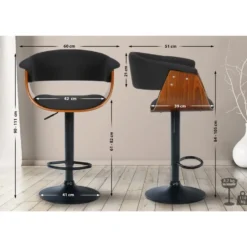 CLP Set van 2 Barkruk Vestal zwart Frame - Stof - walnoot/zwart
