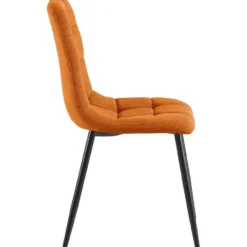 CLP Set van 2 Eetkamerstoel Antibes zwart Frame - Ribstof - oranje