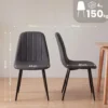 CLP Set van 4 Eetkamerstoel Baxter zwart Frame - Fluweel - donkergrijs