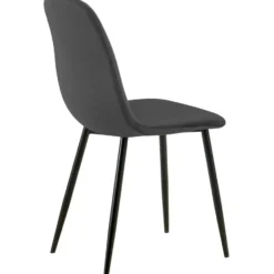 CLP Set van 4 Eetkamerstoel Baxter zwart Frame - Fluweel - donkergrijs