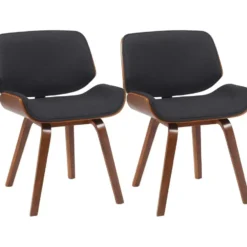 CLP Set van 2 Eetkamerstoel Beverley walnoot Frame - Stof - walnoot/zwart