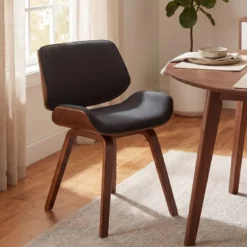CLP Set van 2 Eetkamerstoel Beverley walnoot Frame - Stof - walnoot/zwart