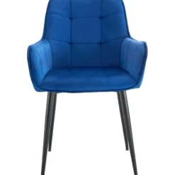 CLP Set van 2 Eetkamerstoel Ferndale zwart Frame - Fluweel - donkerblauw