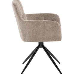 CLP Set van 2 Eetkamerstoel Jonah zwart Frame - Stof - taupe