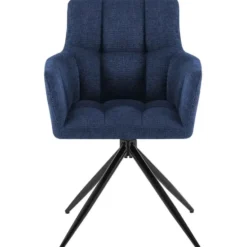 CLP Set van 2 Eetkamerstoel Jonah zwart Frame - Stof - donkerblauw