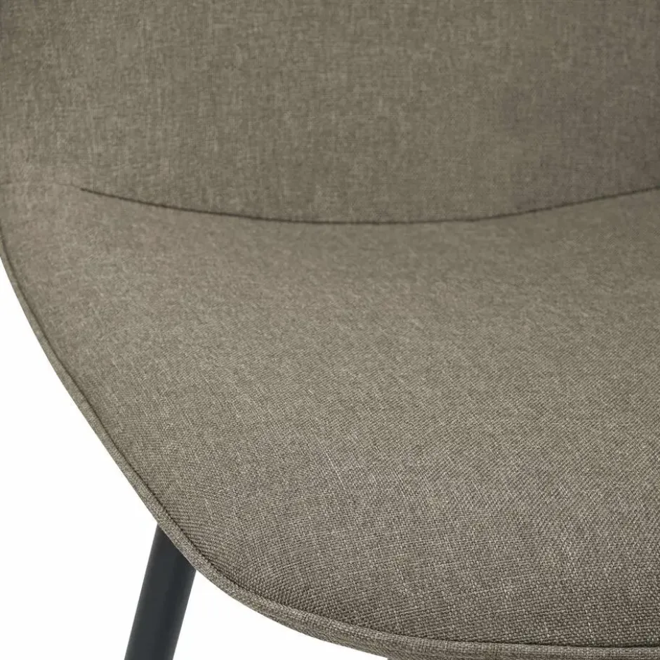 CLP Set van 4 Eetkamerstoel Maryam zwart Frame - Stof - taupe