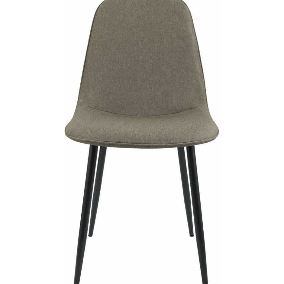 CLP Set van 4 Eetkamerstoel Maryam zwart Frame - Stof - taupe