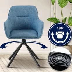 CLP Set van 2 Eetkamerstoel Tipton zwart Frame - Stof - blauw