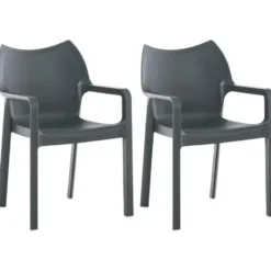 CLP Set van 2 Tuinstoel Diva Kunststof - donkergrijs