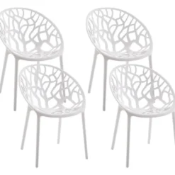 CLP Set van 4 Tuinstoel Hope Kunststof - wit