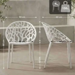 CLP Set van 4 Tuinstoel Hope Kunststof - wit