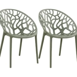 CLP Set van 2 Tuinstoel Hope Kunststof - olijf