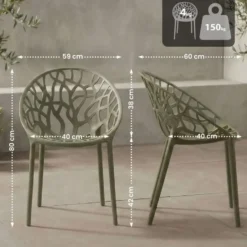 CLP Set van 2 Tuinstoel Hope Kunststof - olijf