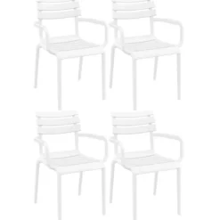 CLP Set van 4 Tuinstoel Paris Kunststof - wit