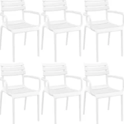CLP Set van 6 Tuinstoel Paris Kunststof - wit