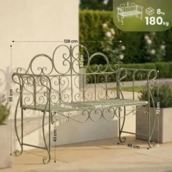 CLP Tuinbank Minna 128 cm - antiek/groen