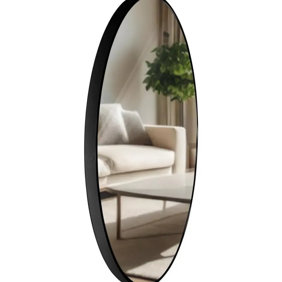 CLP Wandspiegel Elsie rond - Metaal - zwart - 80cm