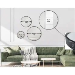 CLP Wandspiegel Elsie rond - Metaal - zwart - 60cm