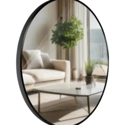 CLP Wandspiegel Elsie rond - Metaal - zwart - 60cm