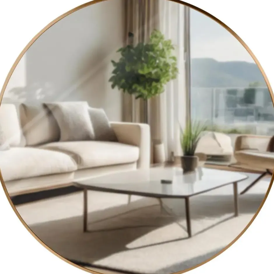 CLP Wandspiegel Elsie rond - Metaal - mat goud - 80cm