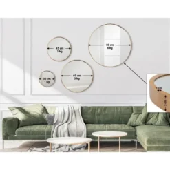 CLP Wandspiegel Elsie rond - Metaal - mat goud - 80cm