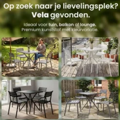 CLP zitgroep 4 stoelen Vela Kunststof - donkergrijs