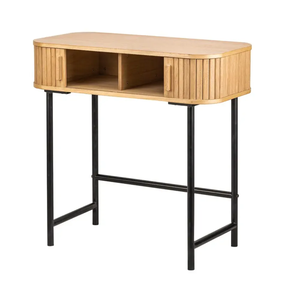 Console met 2 deuren van essen en metaal