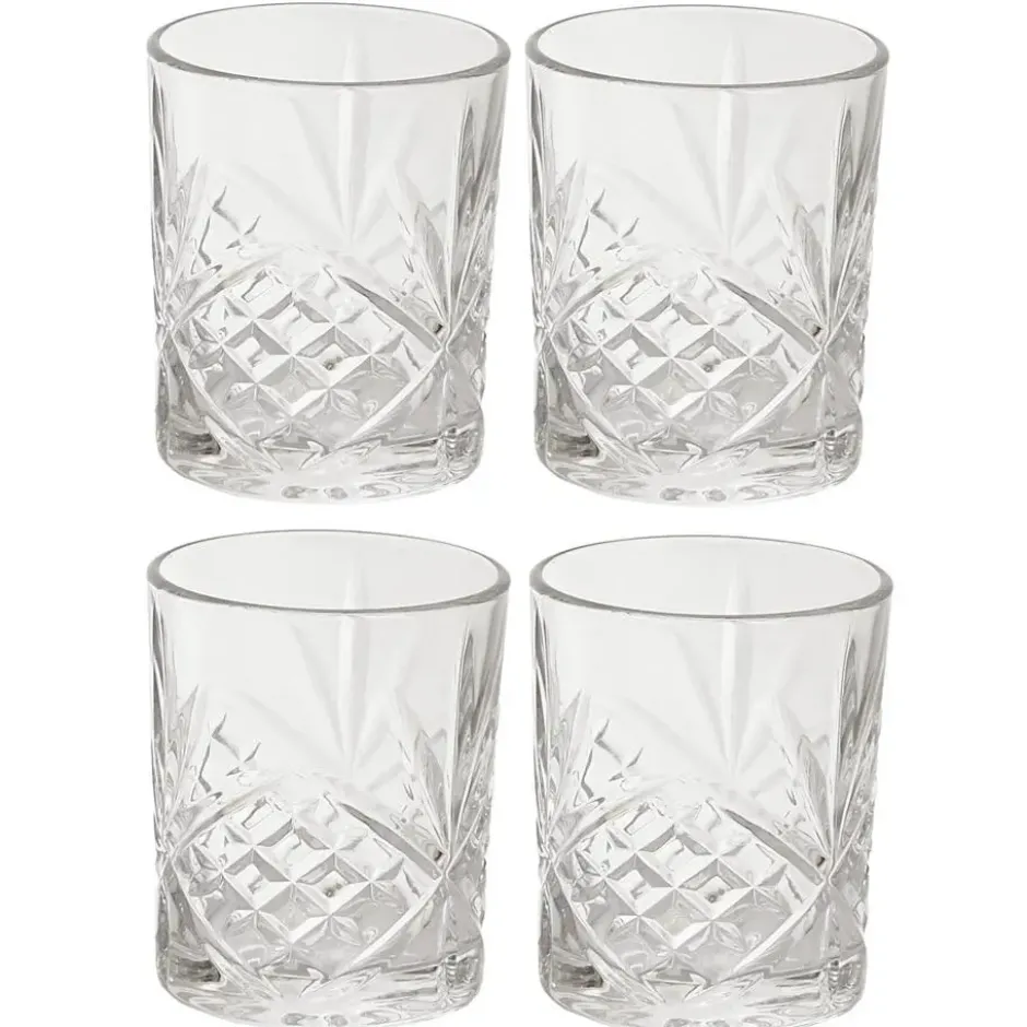 Cook Concept Drinkglazen - Luxe relief - glas - 4x stuks - 300ml