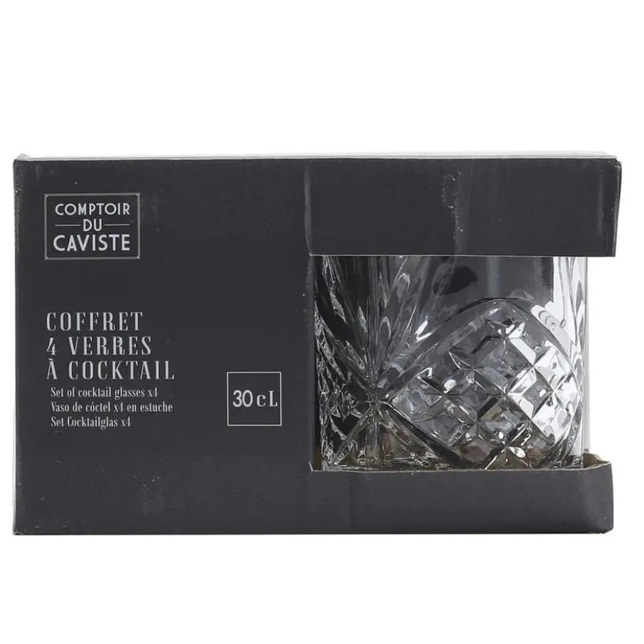 Cook Concept Drinkglazen - Luxe relief - glas - 4x stuks - 300ml