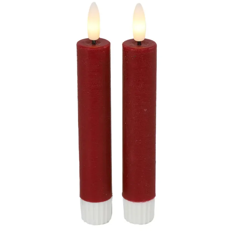 Countryfield Led kaarsen/dinerkaarsen - 2x - rood - 15 cm