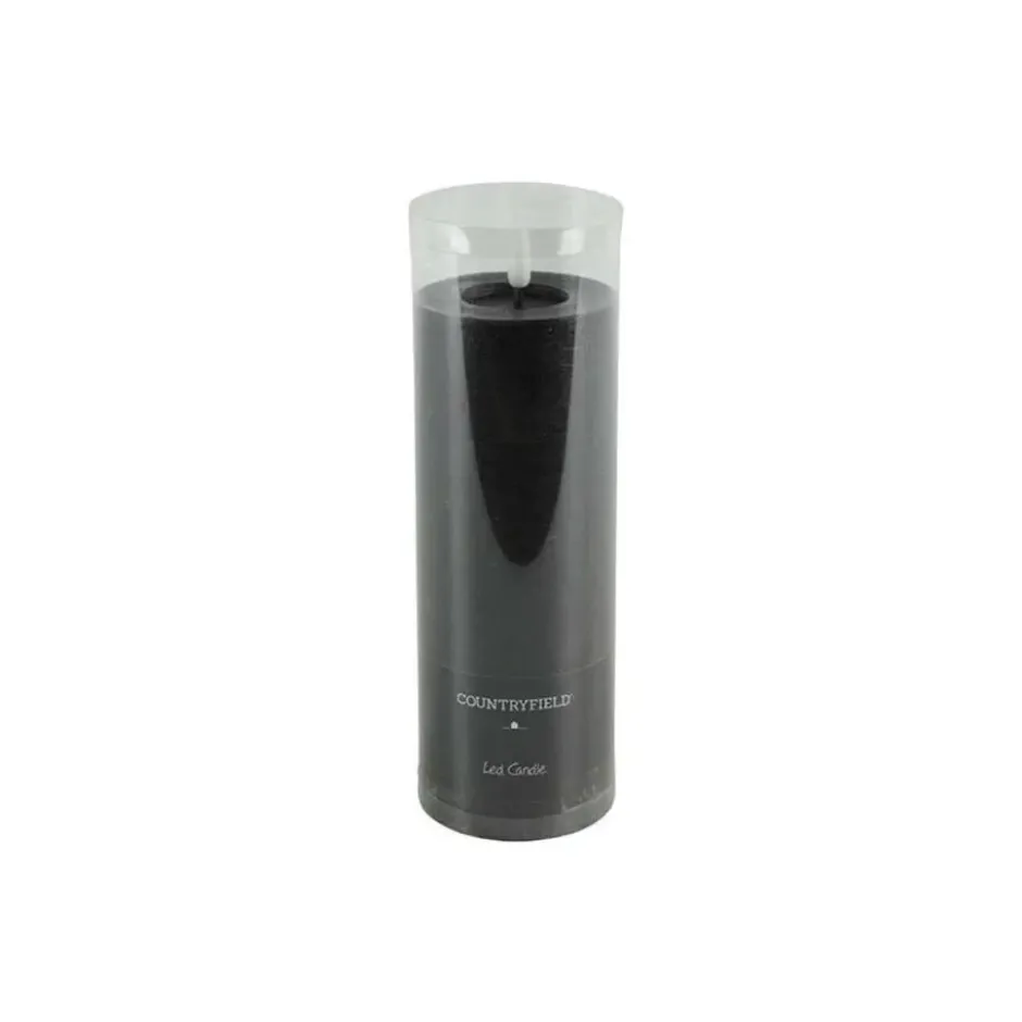 Countryfield LED kaars/stompkaars - zwart - D7,5 x H20 cm - timer