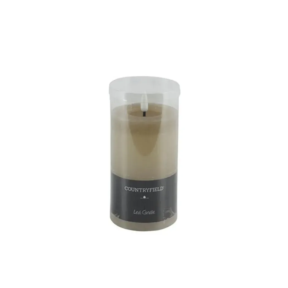 Countryfield LED kaars/stompkaars - beige - D7,5 x H12,5 cm - timer