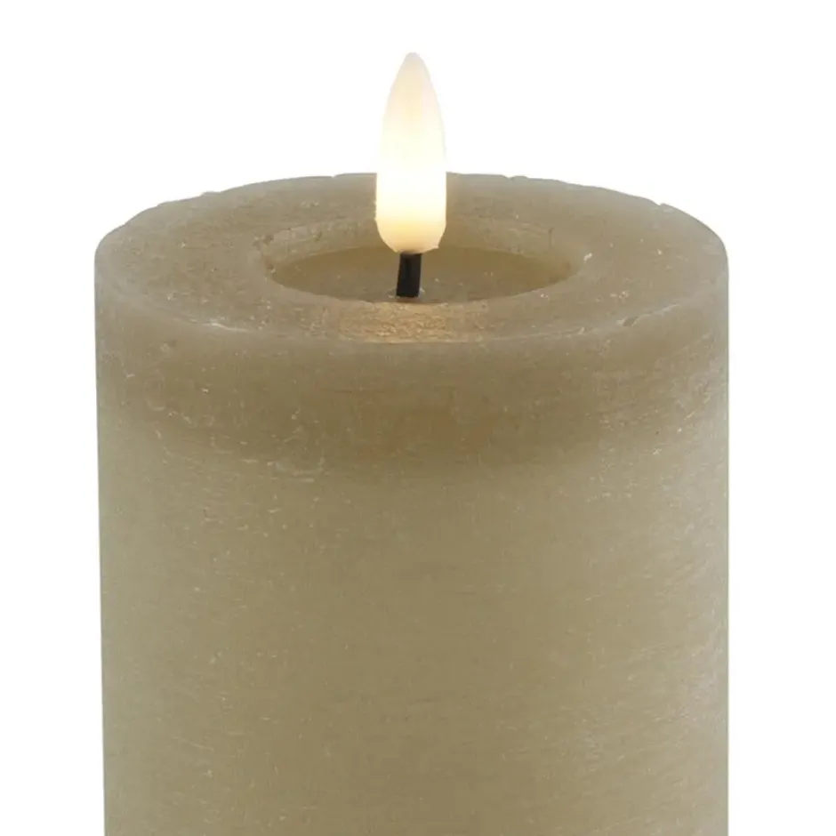 Countryfield LED kaars/stompkaars - beige - D7,5 x H12,5 cm - timer