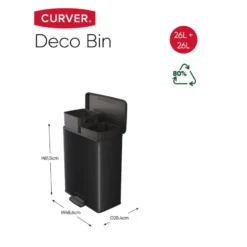 Curver Decobin Duo Prullenbak - 26L+26L - Rechthoekig - Zwart