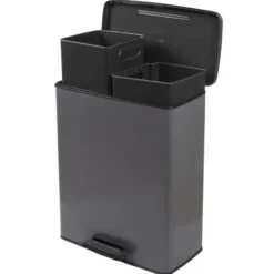 Curver Decobin Duo Prullenbak - 26L+26L - Rechthoekig - Cool Grey