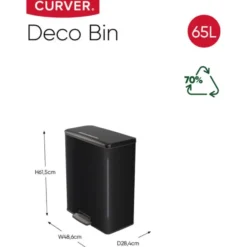 Curver Decobin Prullenbak - 65L - Rechthoekig - Zwart