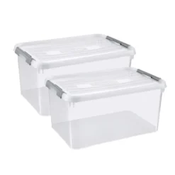 Curver Handy+ Opbergbox - 50L - 2 stuks - Transparant met deksel