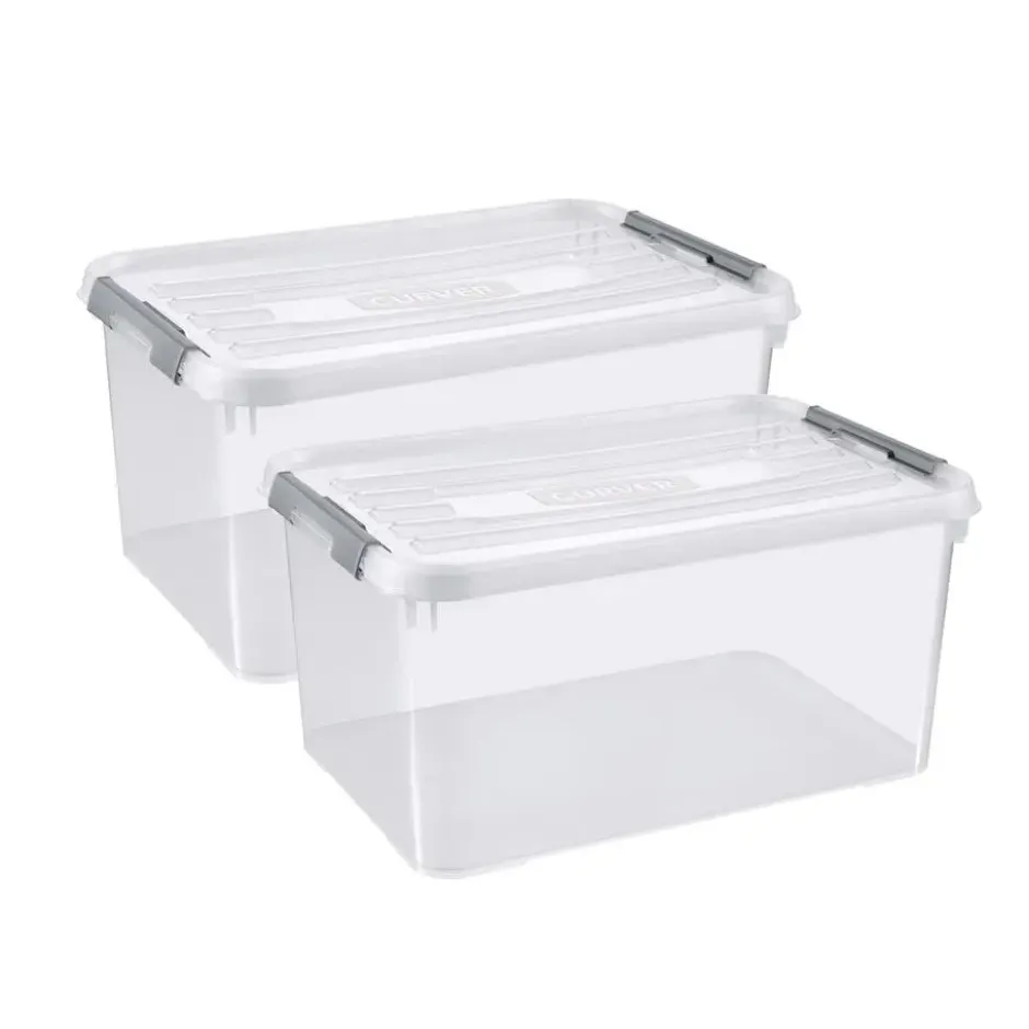 Curver Handy+ Opbergbox - 50L - 2 stuks - Transparant met deksel