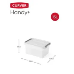 Curver Handy+ Opbergbox - 15L - 4 stuks - Transparant met deksel
