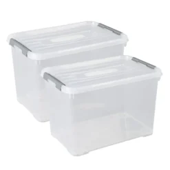 Curver Handy+ Opbergbox - 65L - 2 stuks - Transparant met deksel