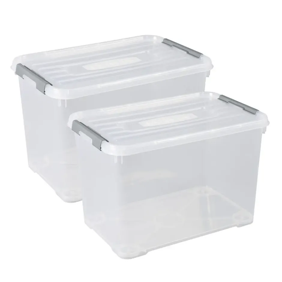 Curver Handy+ Opbergbox - 65L - 2 stuks - Transparant met deksel
